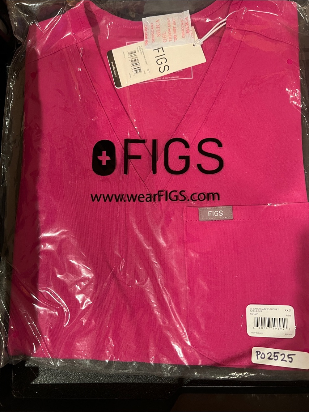 FIGS V-Neck Scrub Top in Hot Pink